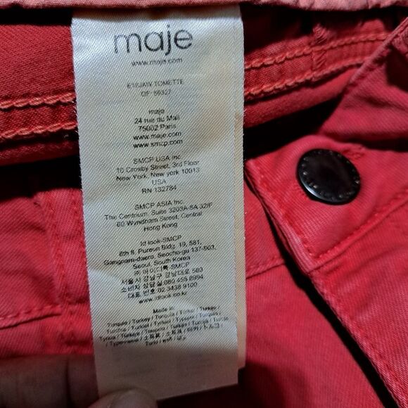 Maje Broder Tomette Skinny Jeans Size 24 Red NWT - Picture 6 of 13